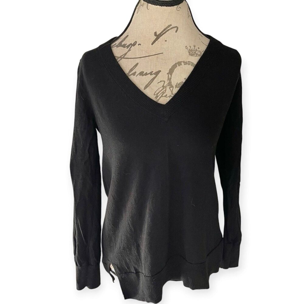 J. Crew Mercantile Sweater Black V-Neck Knit Pullover Long Sleeve Sz XS Preppy
